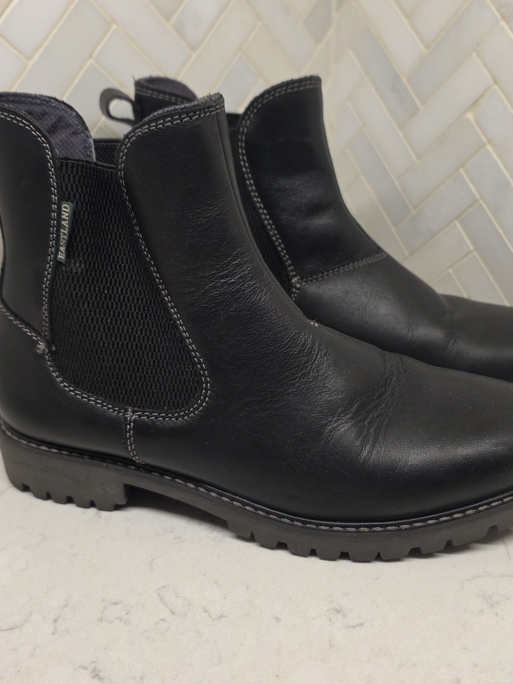Eastland Black Leather Chelsea Ankle Boots